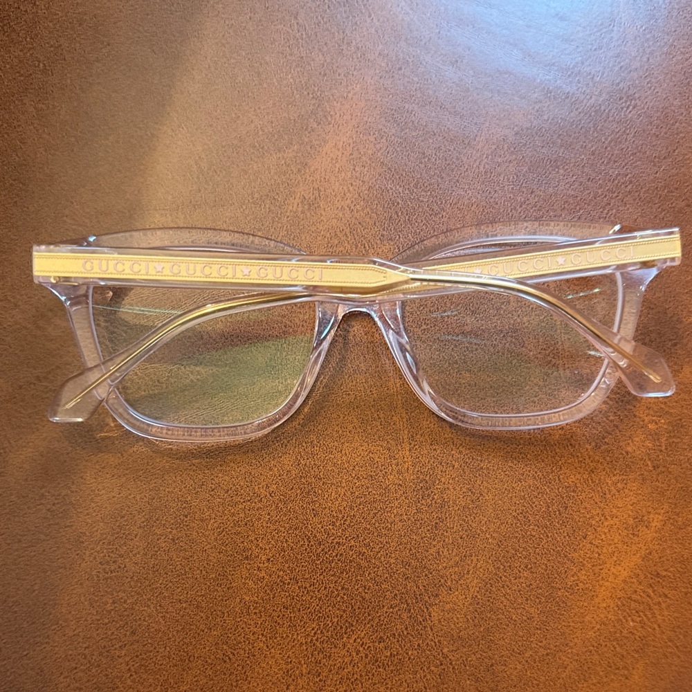 GUCCI clear/pink tint/gold prescription glasses Frame with soft case! - Picture 5 of 17